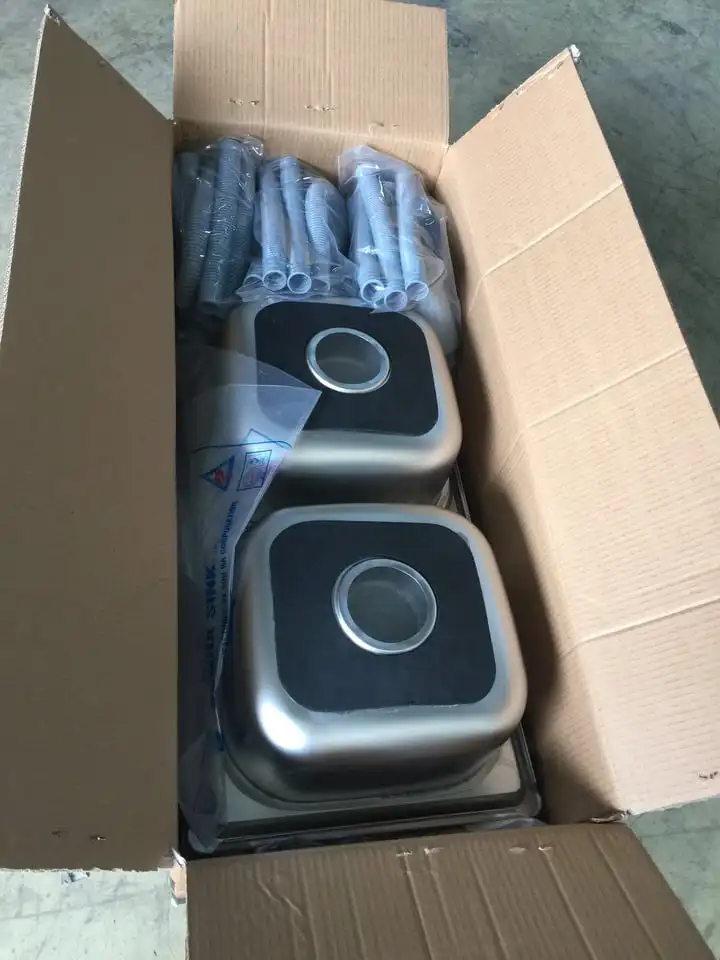 Wholesales Prices Double Bowl Stainless Steel Pressed Kitchen Sinks with Working Table