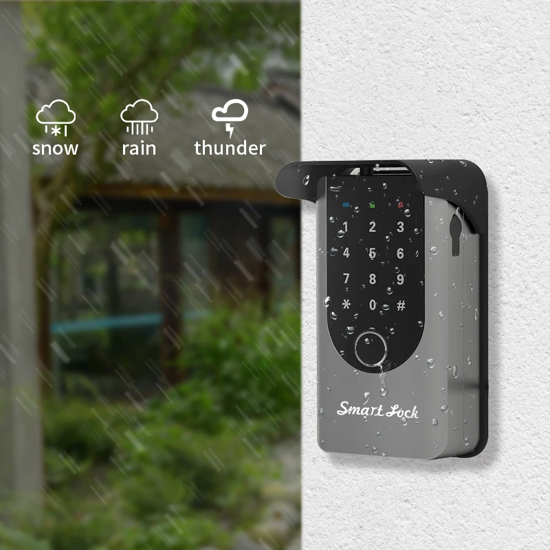 Smart Security Key Box Waterproof Fingerprint Password Wall Mount Key Box