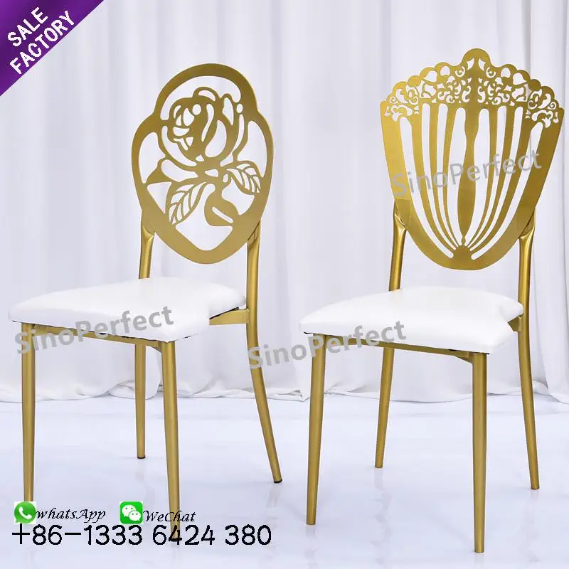 Wholesale Round Back Bow Luxury Golden Stackabl Gold Cross Back Wedding Chairs For Event