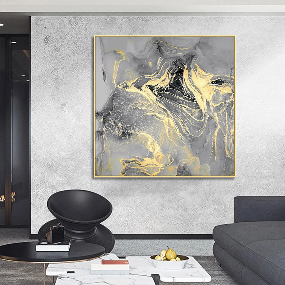 custom modern large size oil painting on canvas abstract gold line wall art canvas poster print for living room
