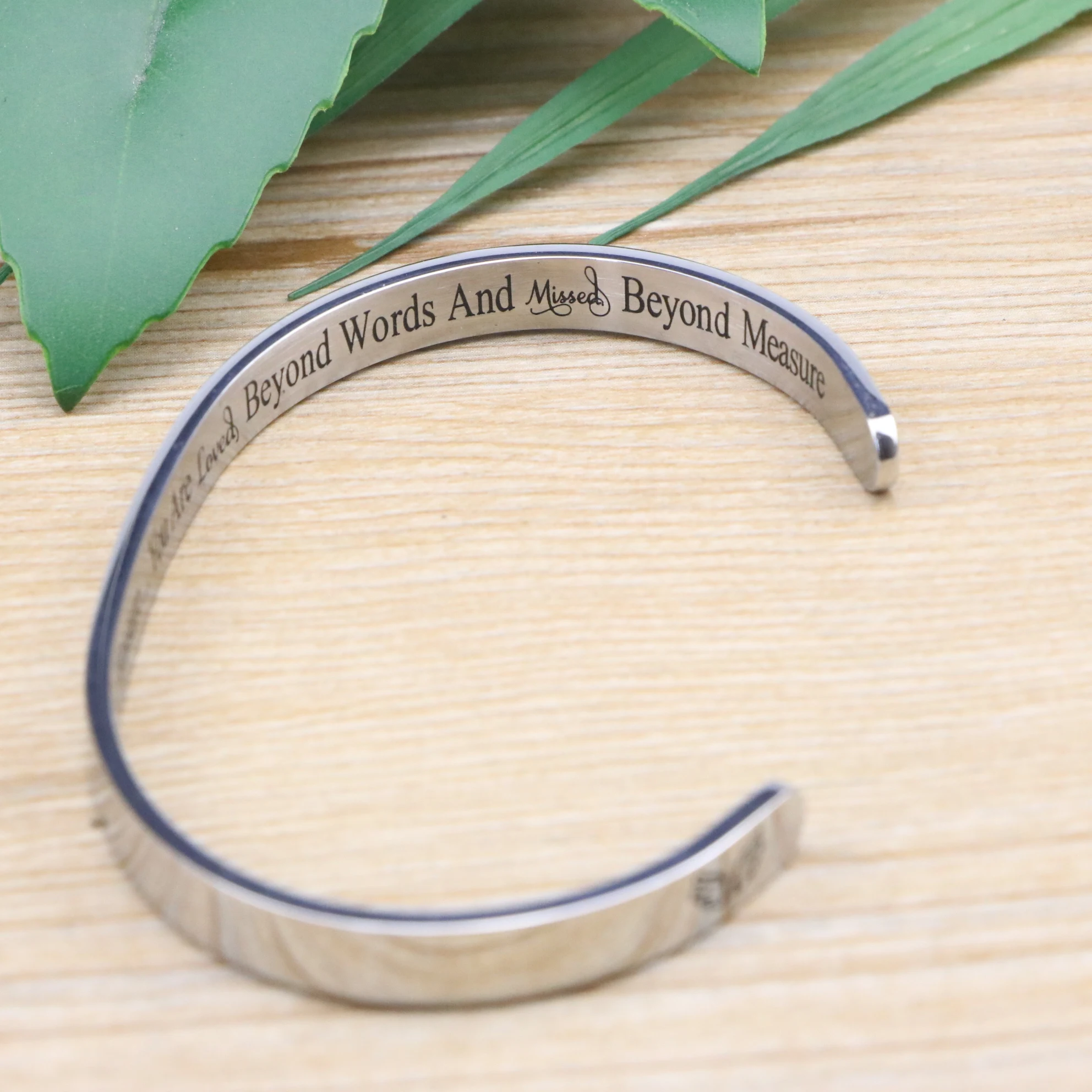 Joycuff Custom Engraved Logo Silver Plated Butterfly Charm Cuff  Bracelets Bangle Women 316L Stainless Steel Jewelry