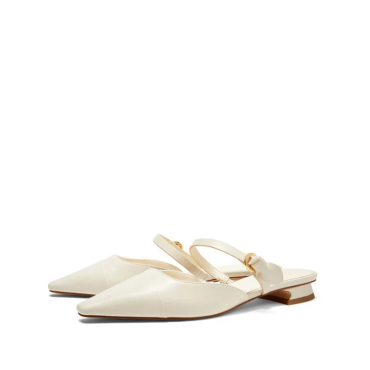 
JJ45 ISEEYOUFIRST shoes women 2020 New design Wholesale Ladies Kink Embellished Low-heel Mules Pointed Toe Shoes 