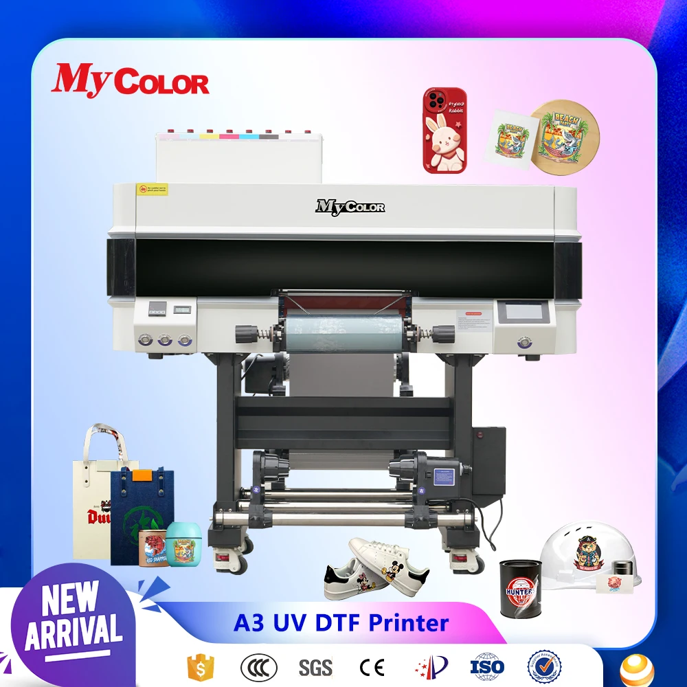 Mycolor  factory New Model 30cm 60CM UV DTF A3 xp600 I3200 Head Printer Sticker Inkjet CMYK White UVDTF Printer With Laminator