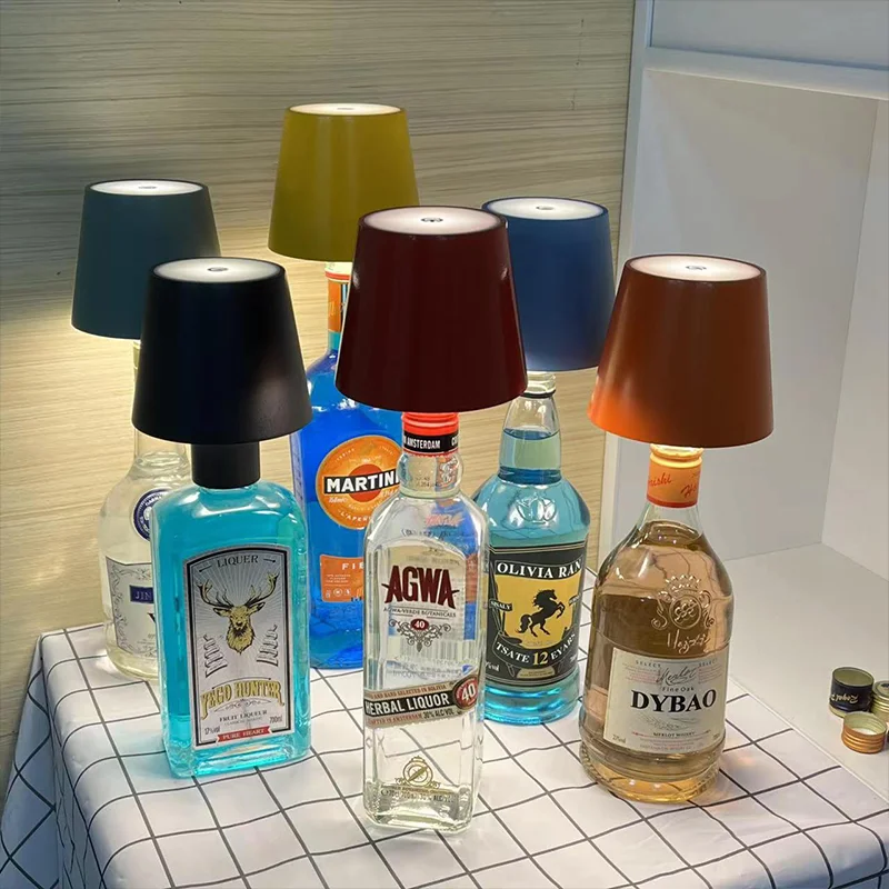 Touch sensor Home Decorative Dimmable light Outdoor waterproof Battery USB Charge led Wine Bottle Farmhouse Table Lamp