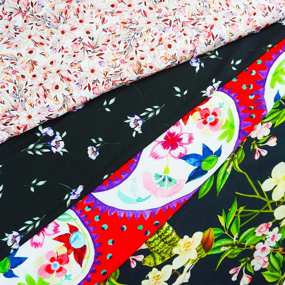 Custom Digital Printed Cotton Rayon Fabric Price Spun Twill Greige Viscose Rayon Challis Fabric 100%