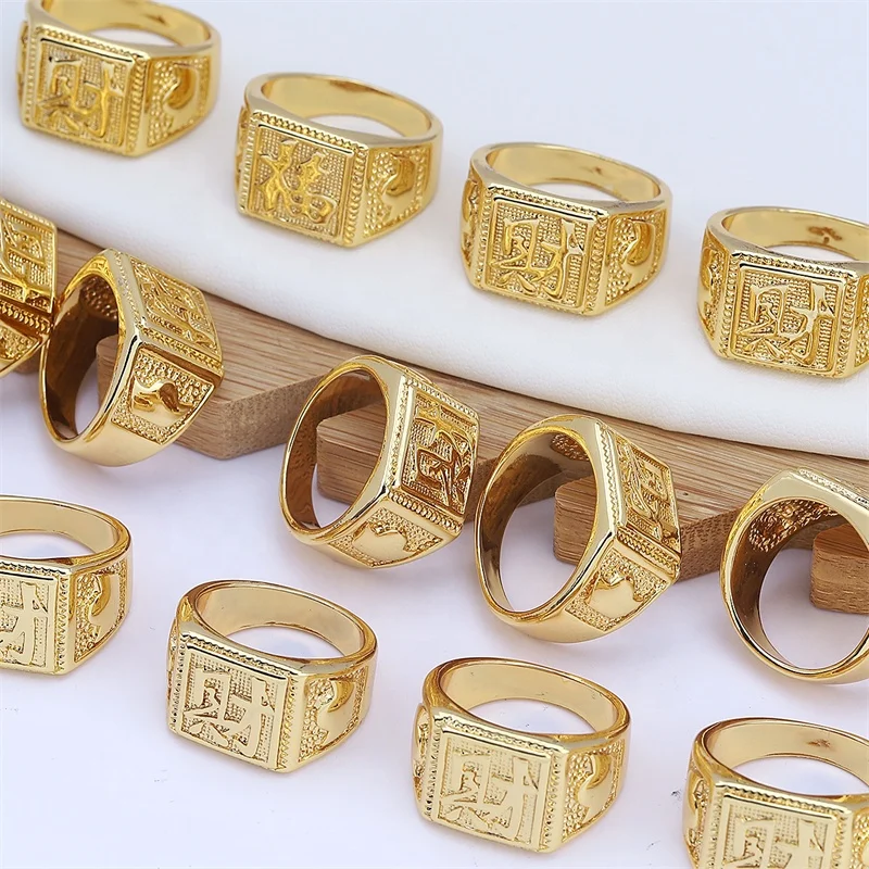 JXX лидер продаж оптовая цена 24k позолоченные латунные ювелирные изделия новые модные мужские кольца