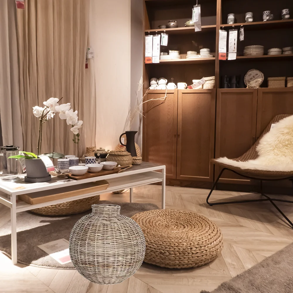 2023 latest style  handmade bamboo rattan decorative  home decor  floor vase large home decor vase