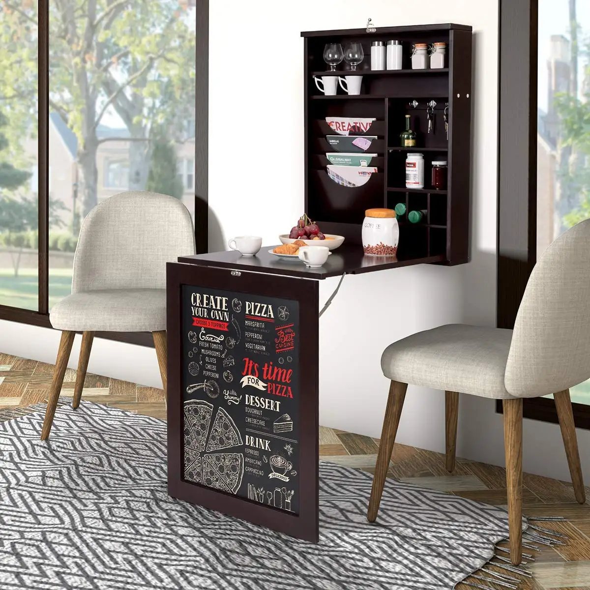 Wall Mounted Floating Desk with Chalkboard Space Saving Fold Up Desk Wall Mounted Convertible Desk