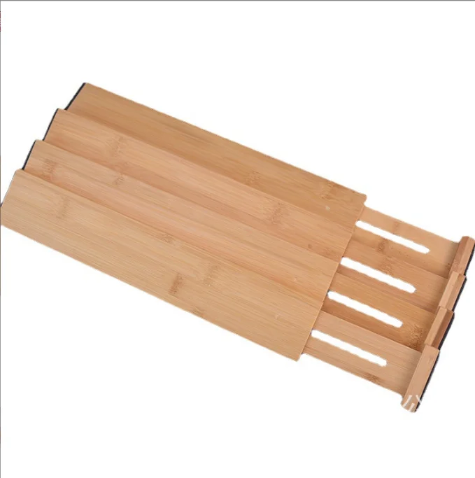 Adjustable Bamboo Drawer Dividers Organizers - Expandable Drawer Separators For Kitchen Dresser