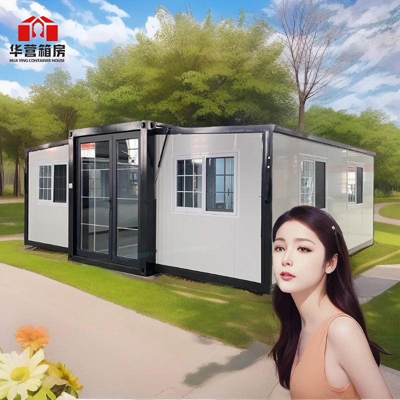 20FT expandable folding container house modular house Metal Carved Panel Glass Curtain Wall Prefabricated House