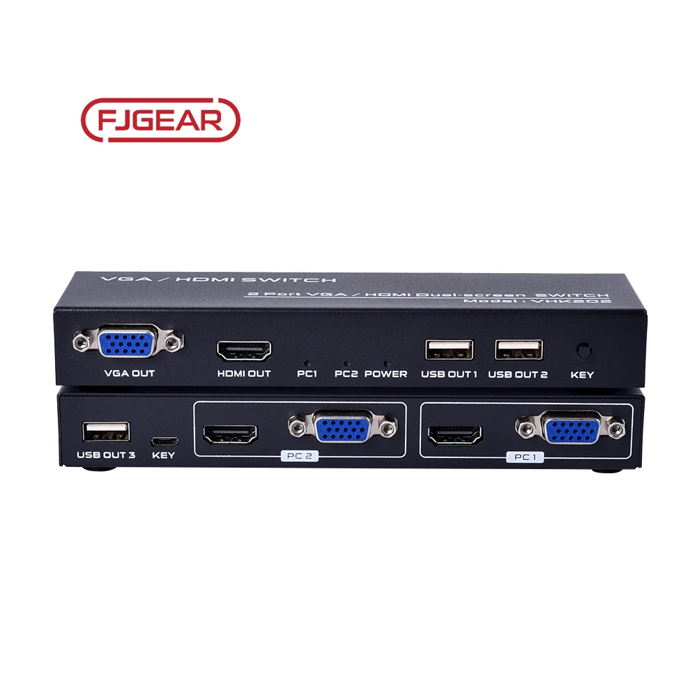 FJ-VHK202 4-Port USB KVM Switch with HDMI Input Monitor KVM Switch