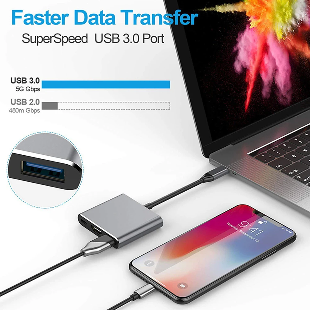 Type C to Dual HDMI Adapter 4K 30Hz USB 3.0 Hub Expansion Dock USB-C Converter for Laptop PC Phone Macbook Samsung Xiaomi Huawei