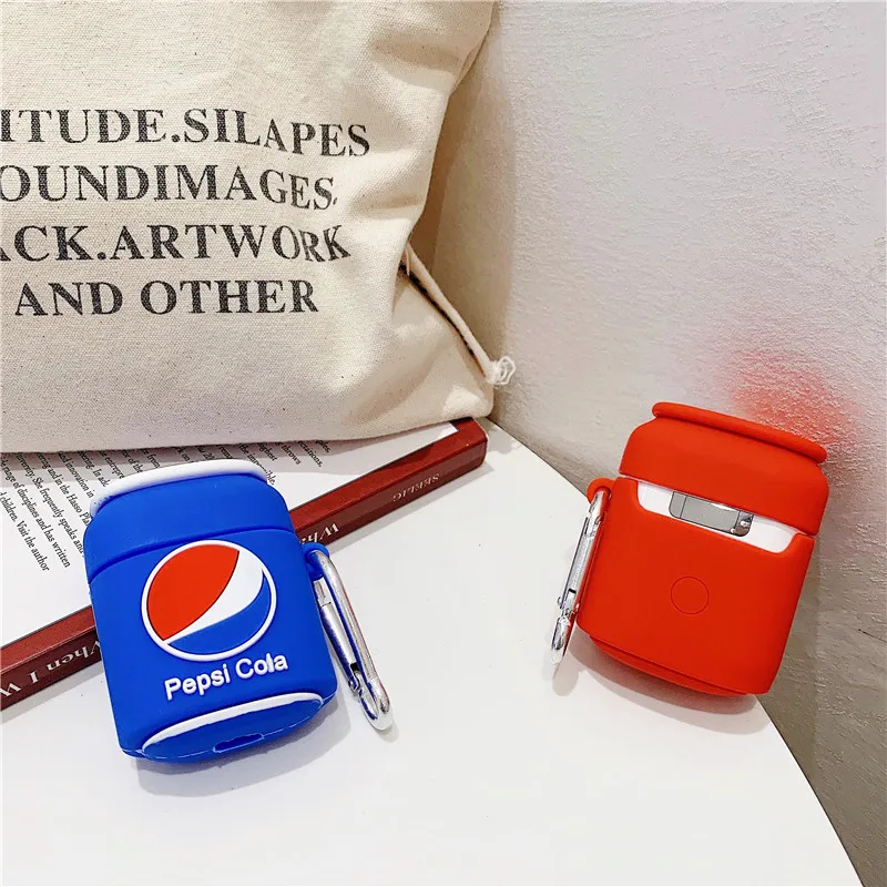 Hot Sale 3D Cola Sprite Bottle Design Earphone Case with Clip for Airpods Pro Cartoon Soft Drinks Style Cover for Airpods 1/2