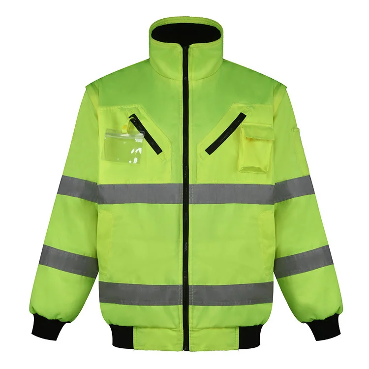 Hivis Thick Waterproof Duty Road Patrol Cotton Reflective Fluorescent Workwear Jacket Manufacturers For Customs Clothes