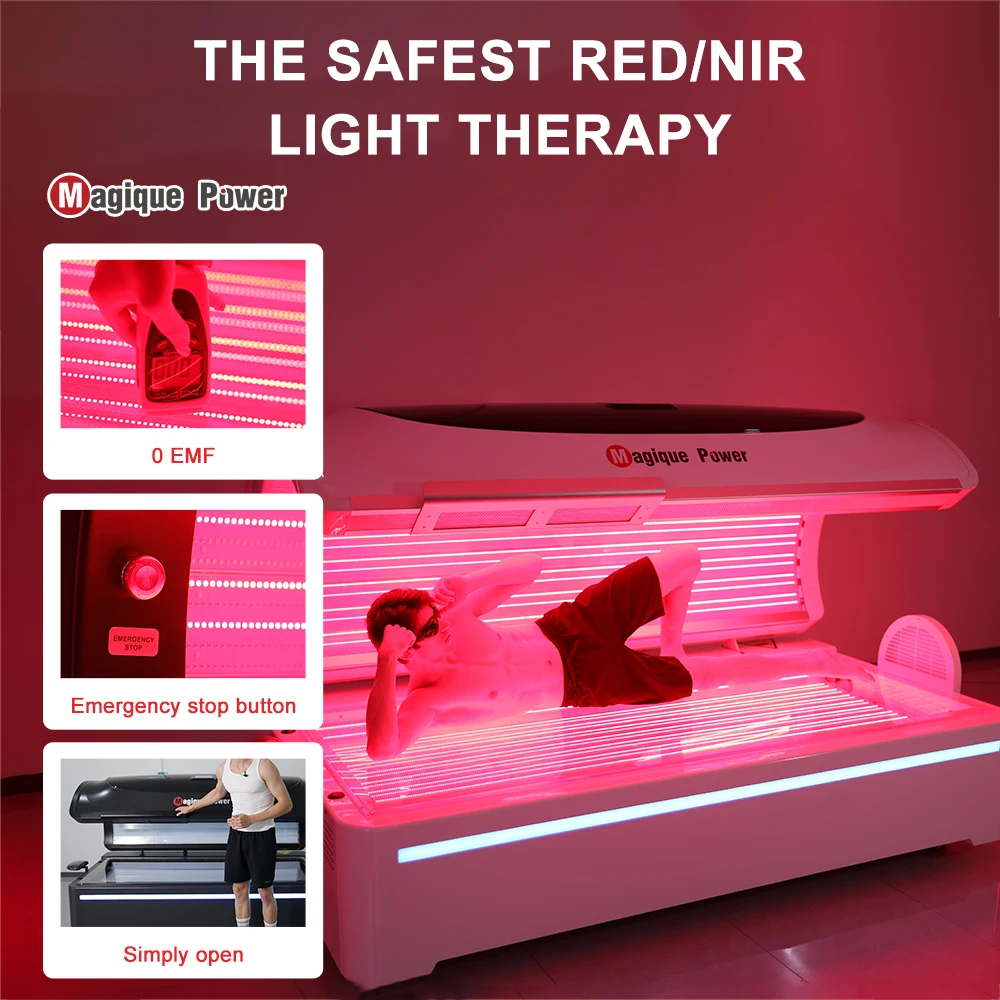 Professional Safe R5500 Ipad Control 0 Emf Full Body Red Led Infrared Red Light Therapy Bed For Home Use