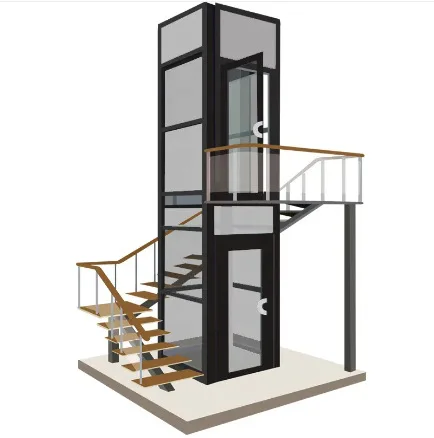 Household Villa Elevator 2-6 Floors, Small Backpack Type Hydraulic Traction Sightseeing Ladder Without Pit, Elevator