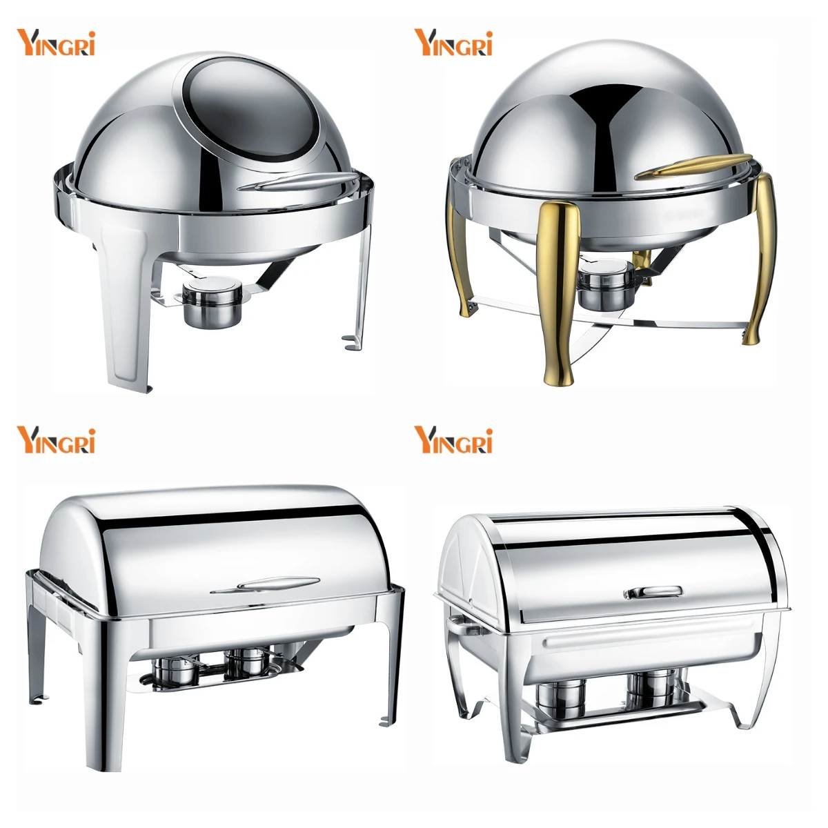 Full Size Stainless Steel Induction / Traditional Dual Purpose Chafer with Glass Top