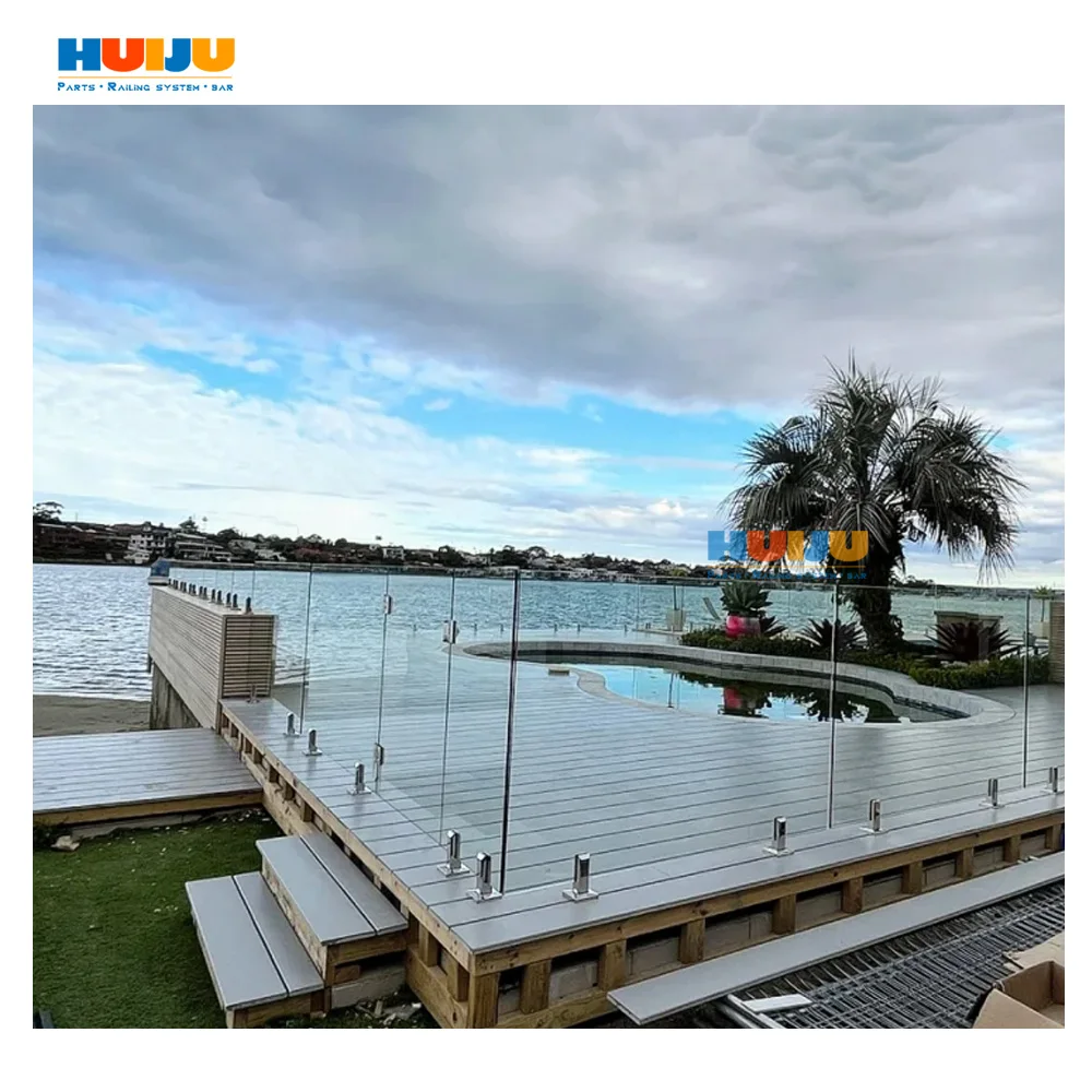 HJ  High Quality  304 316 Stainless Steel Swimming Pool Fence Glass Spigot Balustrade Frameless Glass Handrail Glass Clamp