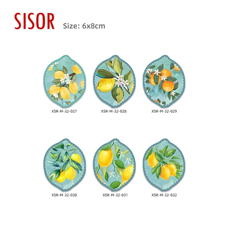 Wholesale Italy Customizable Lemon Ceramic Sublimation Souvenir Gifts Printing Ceramic Fridge Magnet With Soft Magnetic Backed