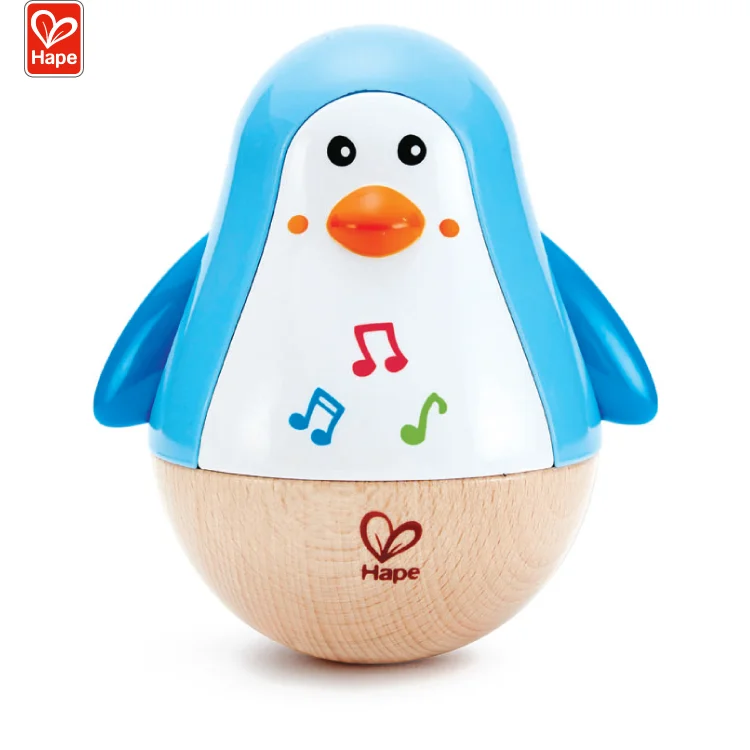 Hape новая модель забавные деревянные игрушки животные Пингвин музыкальный воблер