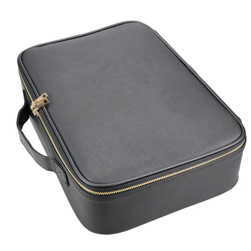 New Large Capacity Desktop Cosmetic Storage Box Waterproof Leather Travel Portable Makeup Bag Case With Led Light Mirror