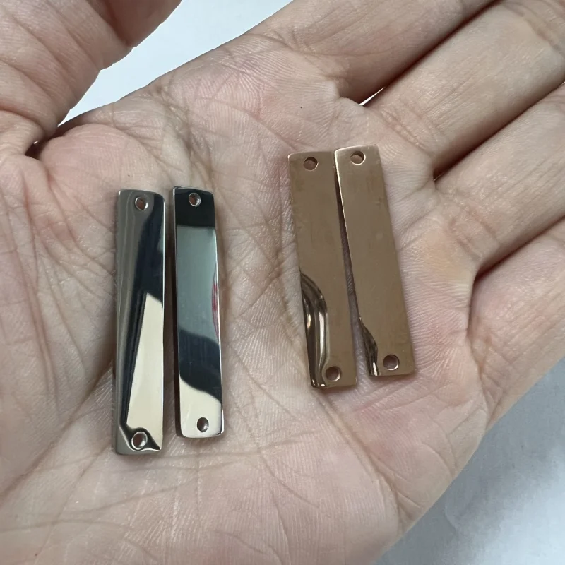 32*6mm Stainless steel mirror polished long strip pendant with double hole rectangle connector for jewelry making findings
