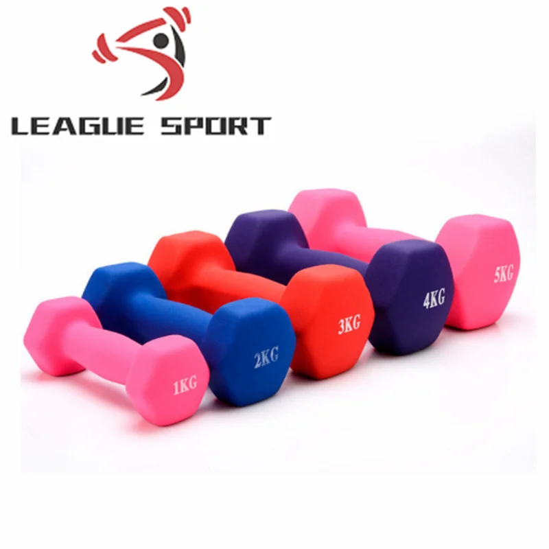 League-Sport Low Price Hot Sale Color 0.5 Kg Vinyl Coated Neoprene Dumbbell Weight 1 Kg 5 Kg 10 Kg For Sale