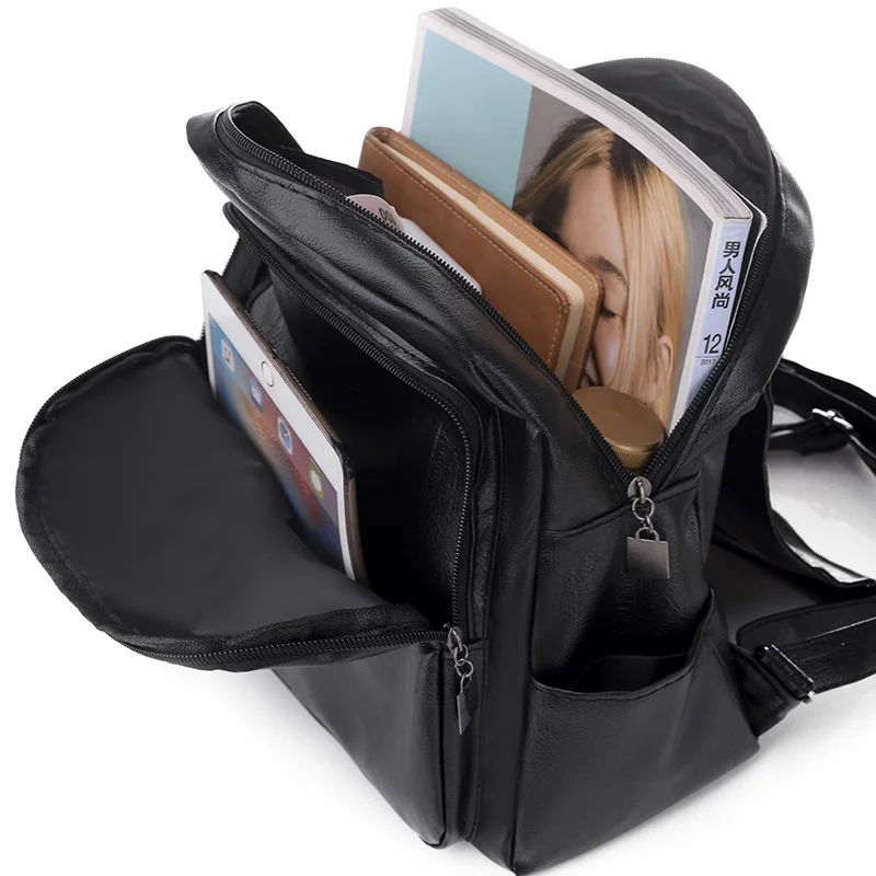 Sac a Dos Simple Waterproof Retro Soft Leather Women Backpacks Ladies Solid Color Travel Bagpack School Bags