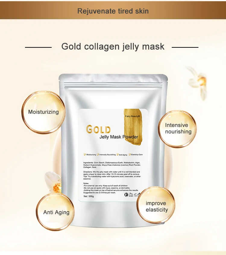 wholesale anti aging anti wrinkle skin firming lifting luxury gold collagen powder peel off face jelly mask