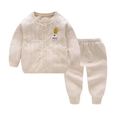 
Manufacturer Custom Kids Knitwear 100% cotton With 3D Cartoon Pattern Pants And Coat 