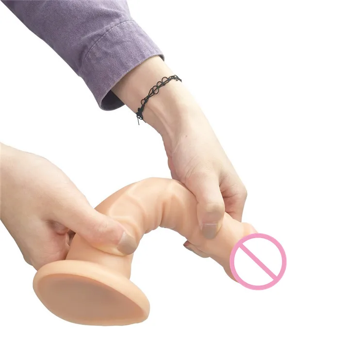 Realistic Dildo Lifelike Huge Penis Strong Suction Cup Flexible Cock with Curved Shaft and Balls for Vaginal G-spot Anal play