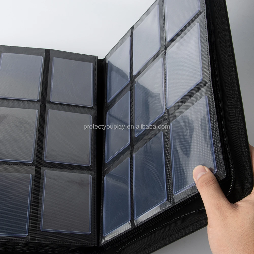 252 Pockets Leather Graded Top Loader Trading PU Pokemoned Album Baseball Cards Binders 9 Pocket Toploader Binder