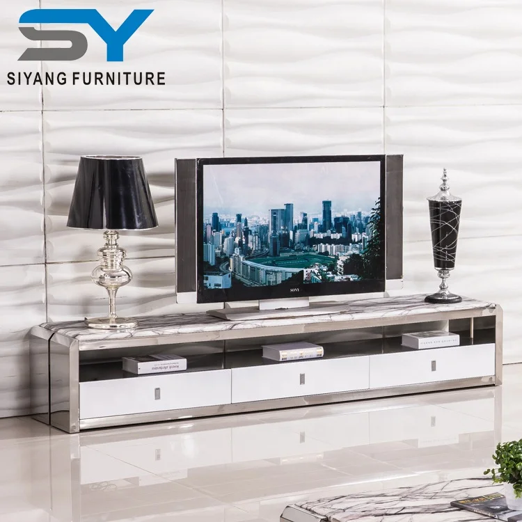 Мебель из нержавеющей стали мраморный верх Классический Современный дизайн ТВ Стенд для витрины