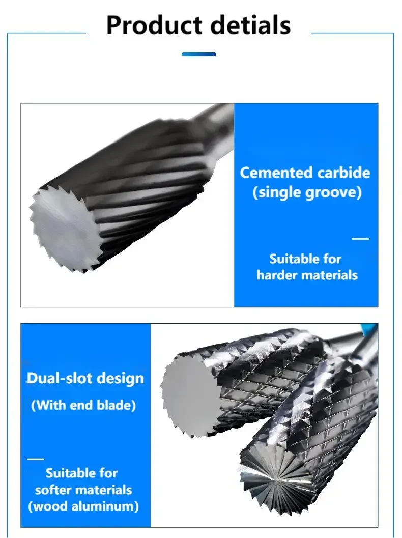 6mm A-TYPE Head Tungsten Carbide Rotary File Tool Point Burr Die Grinder Abrasive Tools Drill Milling Carving Bit Tool for Metal