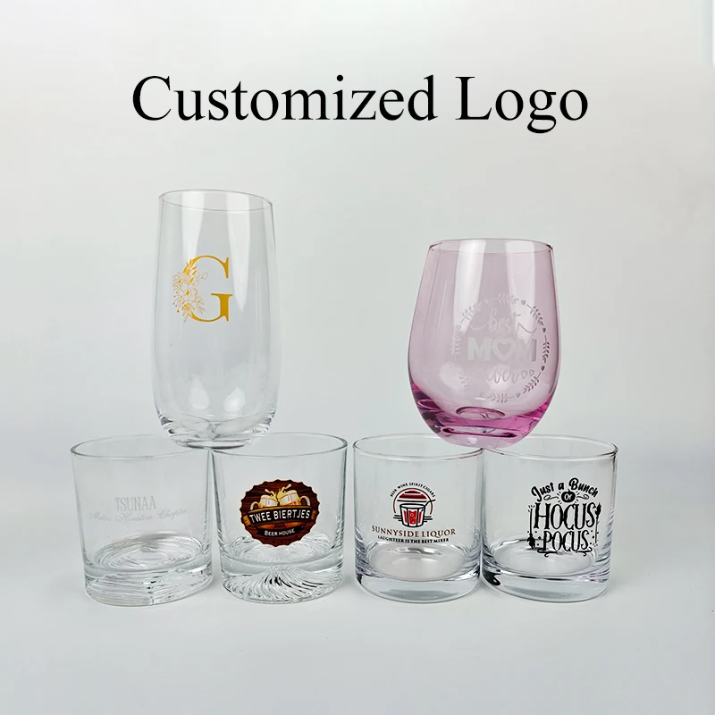 150 Glass Factory Wholesale Logo Custom Stemless Wine Glass Personalized Stemless Wine Glass Set For Wedding