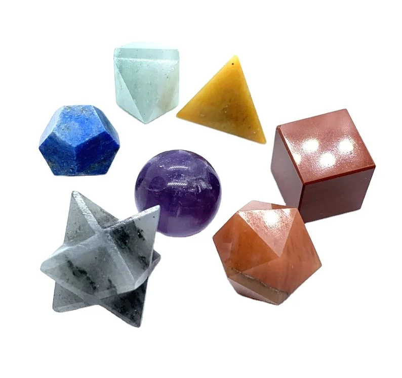 
Seven Chakra Crystal Geometry Set, Chakra Stone Merlin Geometry Set Of 7 Healing Crystals 