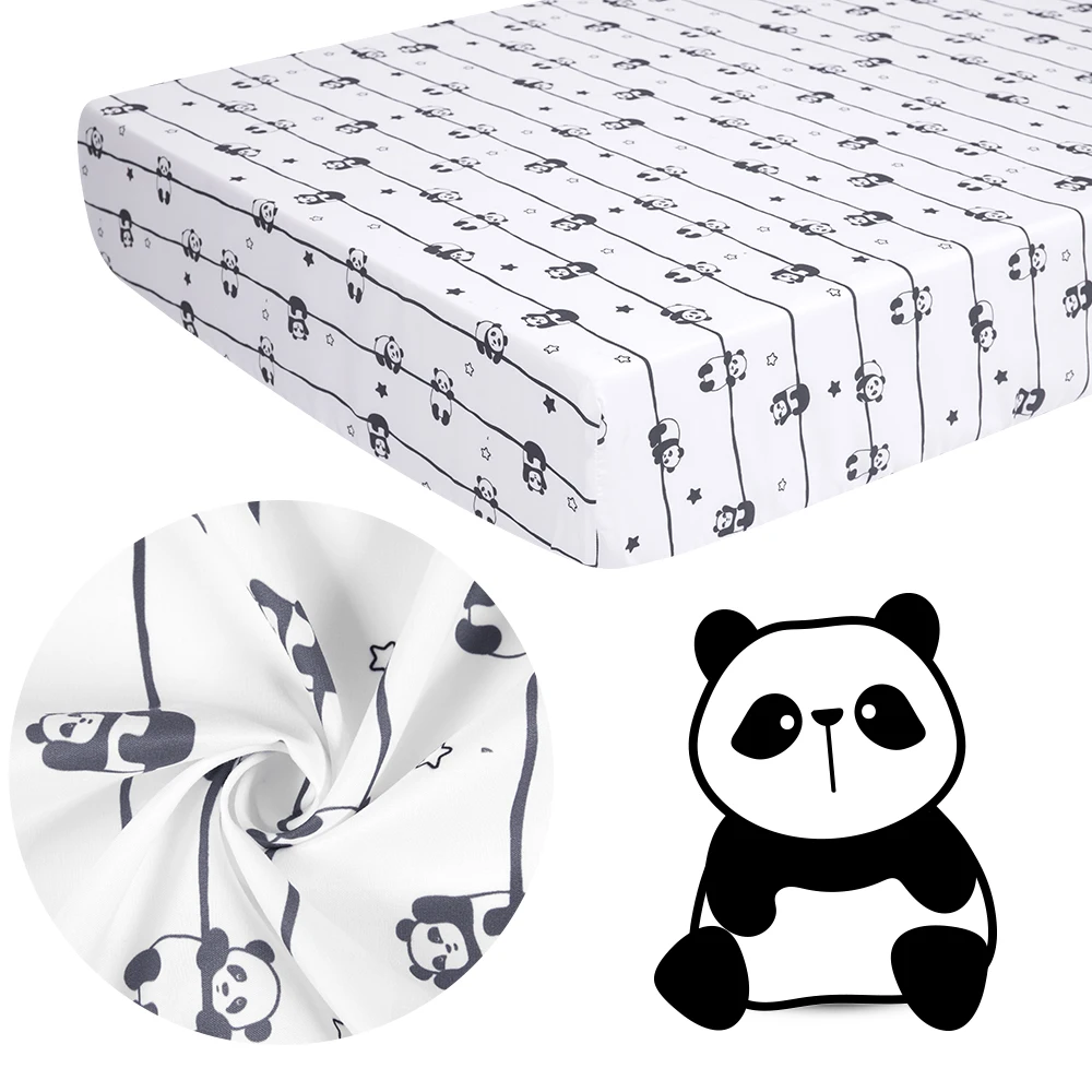 Lesser panda printed microfiber crib sheets baby bed sets linen cot sheet