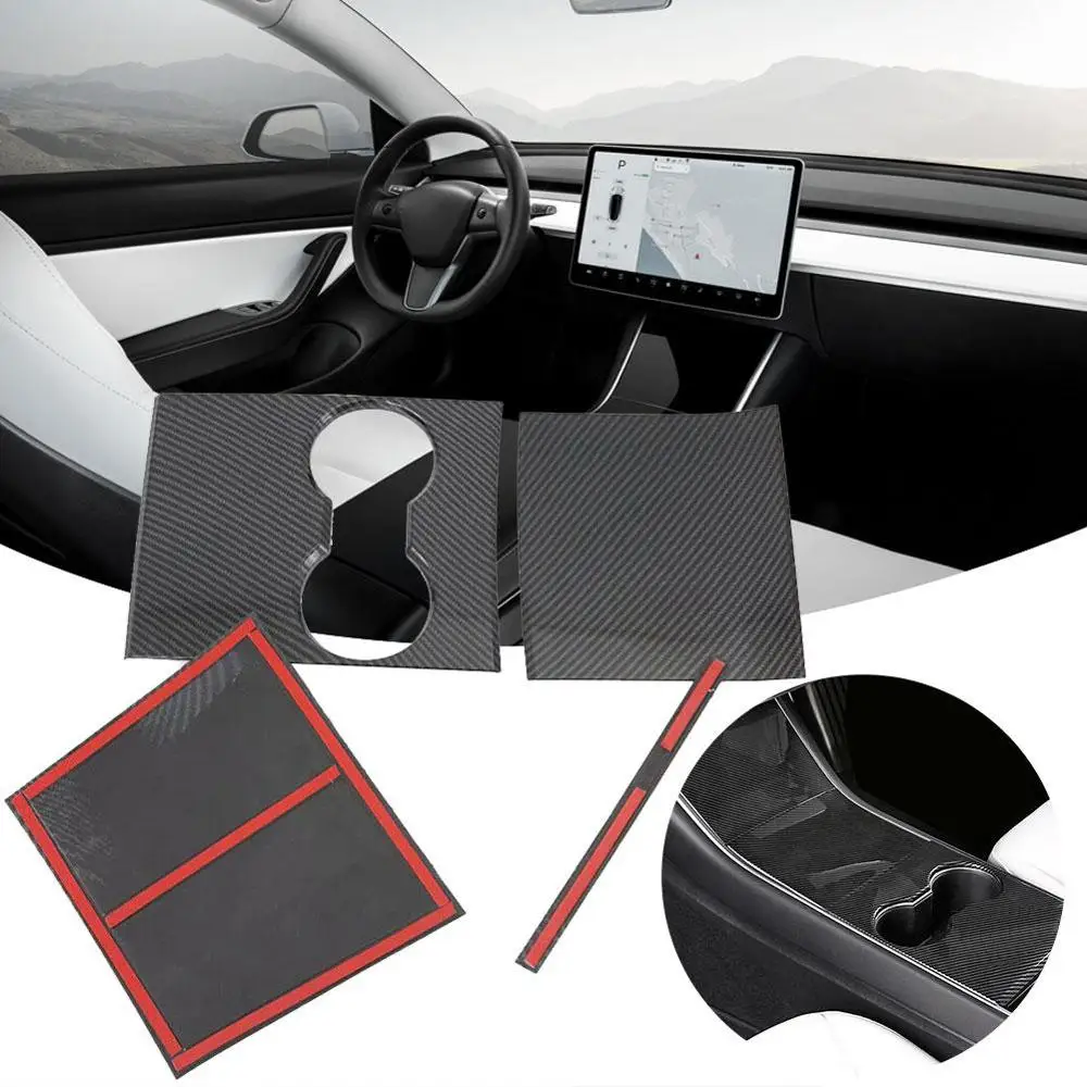 Plastic Carbon Fiber Car Center Console Cover For Tesla Model 3 Panels