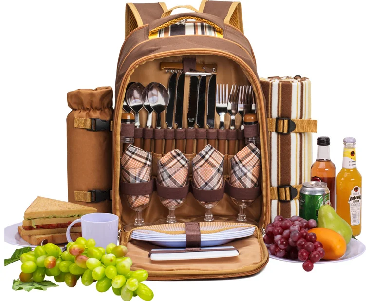High quality Picnic Backpack Picnic Bag with Premium Cutlery Set for 4 Person