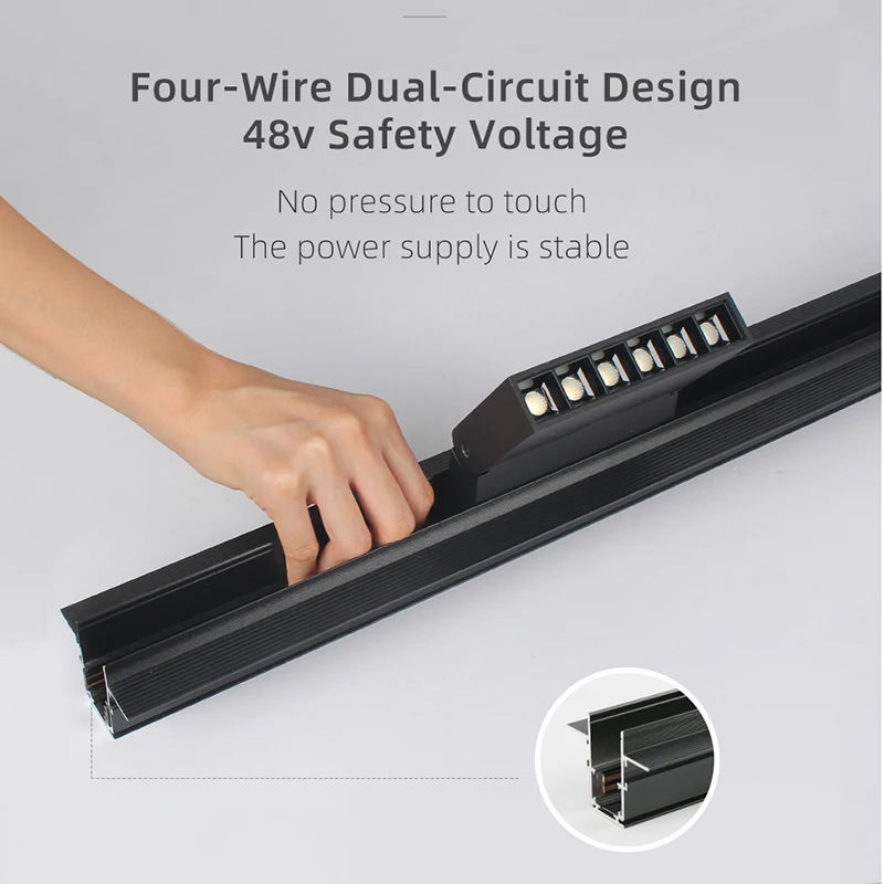 Aisilan high end 220v  tuya black 48v 25w wall washing adjustable  led magnetic track light rail