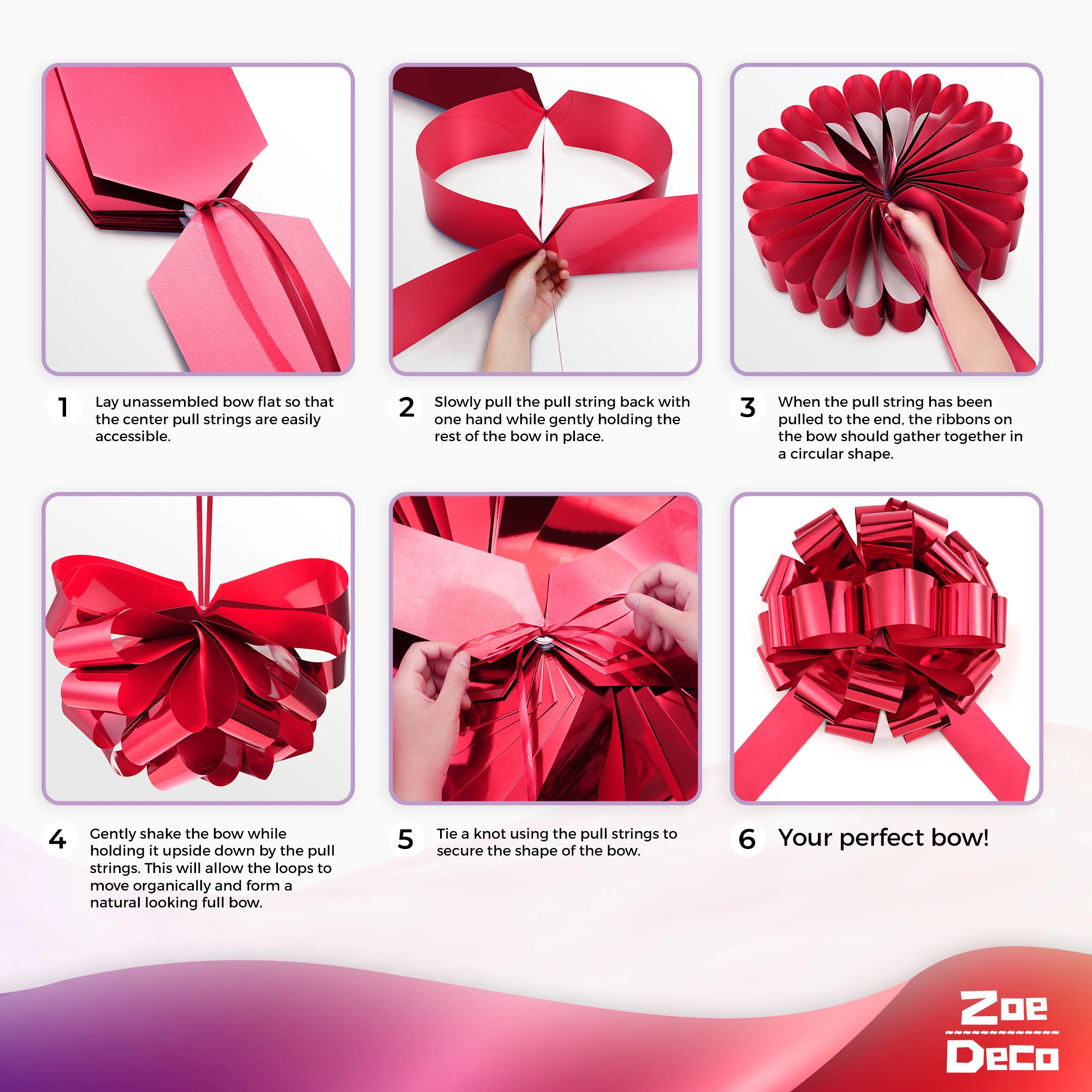 Wholesale high glossy red metallic pull car bow for decoration magnetic 23 inch valentine ribbon giant bow