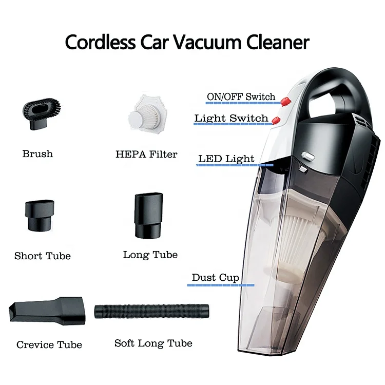 Portable Car Vacuum Cleaner Small Mini Auto Vacuum Cleaner Handheld Vacuum Cleaner With LED Light