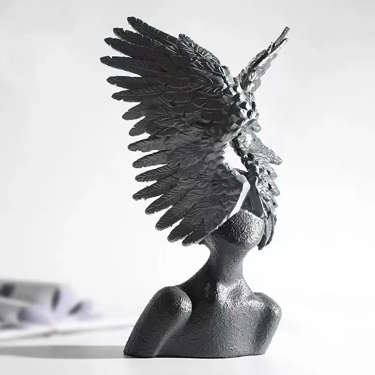 home assesories luxury home decor Soft Decoration Golden Nordic Light Luxury  Character FAIRY Resin Angel Wings Bust Sculpture