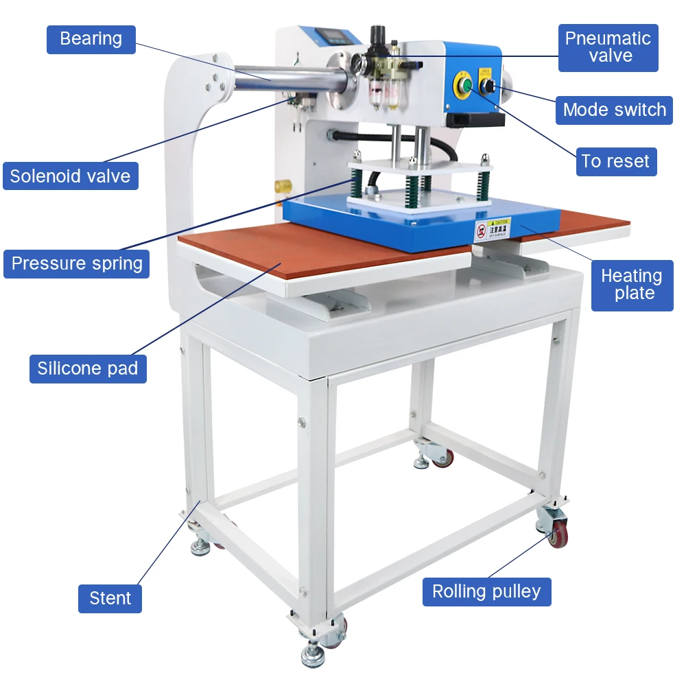 double station pneumatic heat press machine heat press machine pneumatic hot stamping machine for big printing size