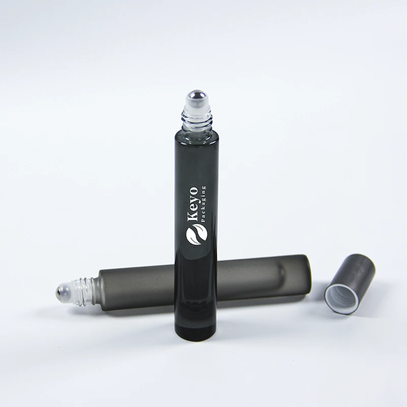 10ml clear slim round cylinder heavy wall thick bottom perfume bottles essential oil glass roll on roller bottle