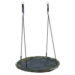 CE ASTM Approved Round Black Mat Canvas Nest Sensory Swing Set with Tree Hanging Straps for Kids