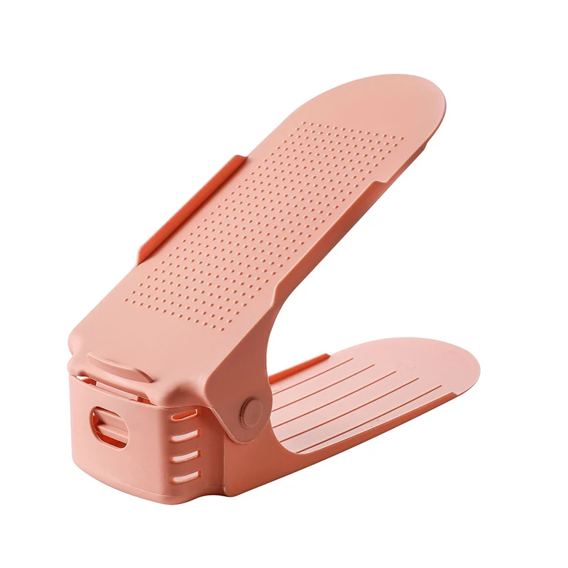 Plastic Stackable Shoe Storage Rack 2 Layers Adjustable Height Shoe Container Organizer Space saving