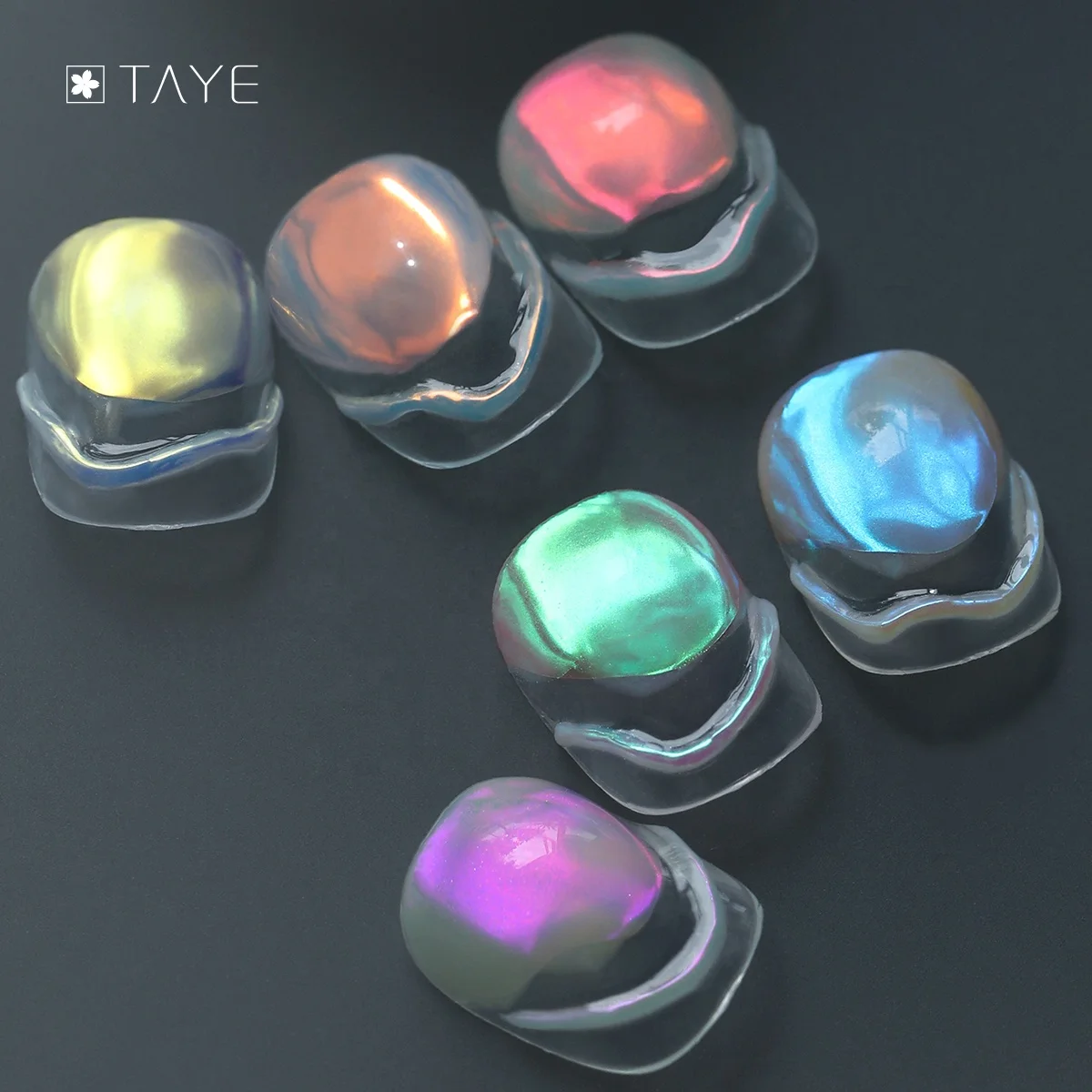 6 Colors Iridescence Solid Powder Nail Metallic Glitter Aurora Mirror Nail Chrome Powders