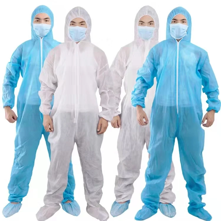 Hot Sales Customized Disposable 40g Blue PP Dustproof Nonwoven Clothes Coverall