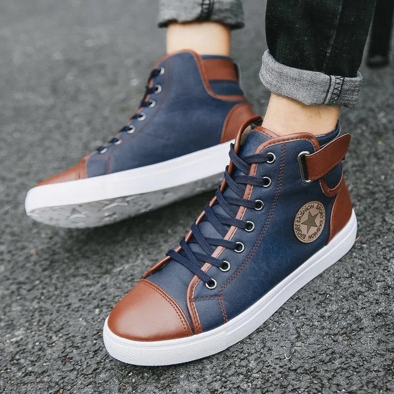 A09 Fashion Canvas Sneakers for Men Classic Lace-up High Style Spring Autumn Vulcanized Flat with Casual Shoes Men